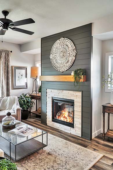 Beautiful fireplace in a new home for sale in Warsaw, Indiana at Gateway Grove