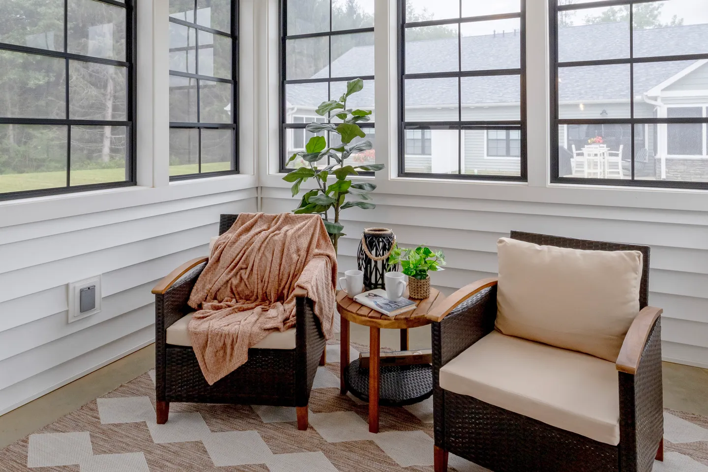 Enclosed porch at Rabbit Ridge Senior Living, a retirement community built by T.L. Jackson in Syracuse, Indiana.