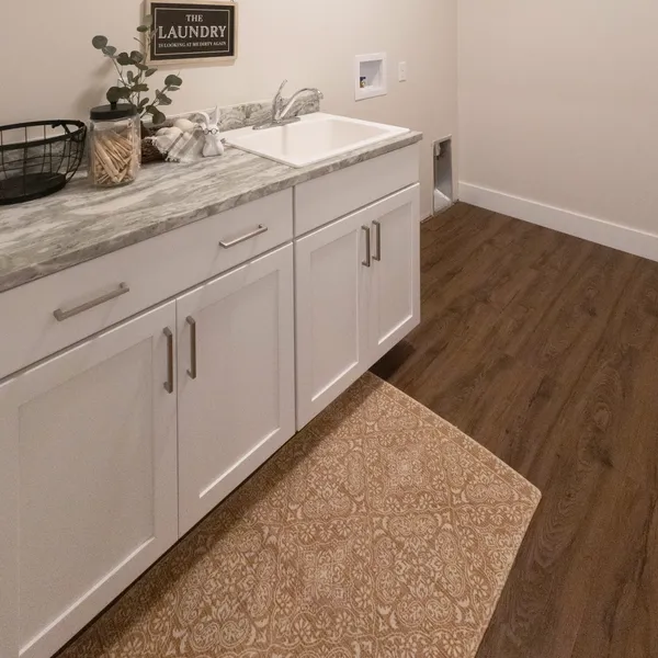 Main-floor laundry room for single-level retirement living at Rabbit Ridge in Syracuse, Indiana.